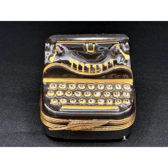 Authentic Limoges France Peint Main Porcelain Typewriter Box •Writer Author Gift
